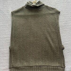 SHEIN Ribbed Sleeveless Mock Neck Top in Taupe